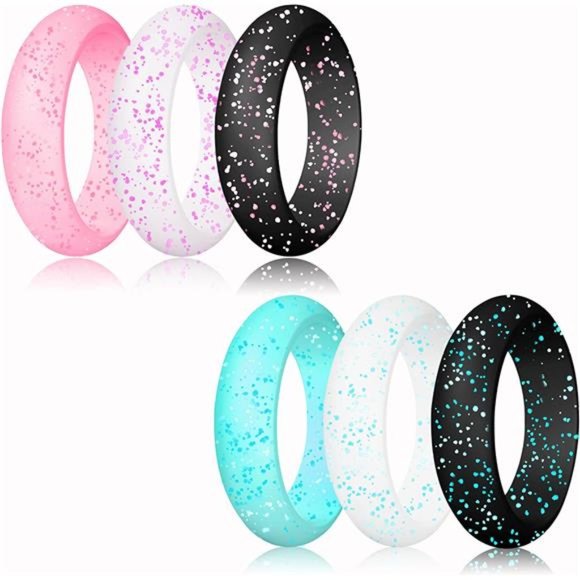 10-Pack Thin Stackable Silicone Wedding Rings for Women - Picture 3 of 7